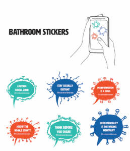 Trust Me. I'm Fake News – Bathroom Stickers (2020) Vinyl stickers, multimedia